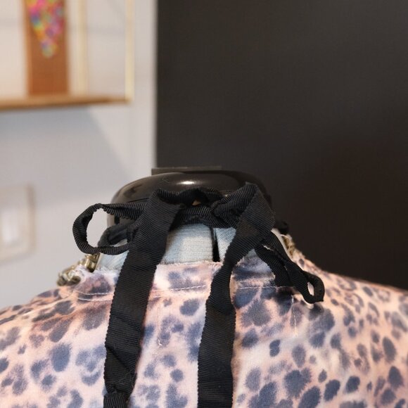 J Crew crystal rhinestone necklace with black ribbon tie - Picture 3 of 3